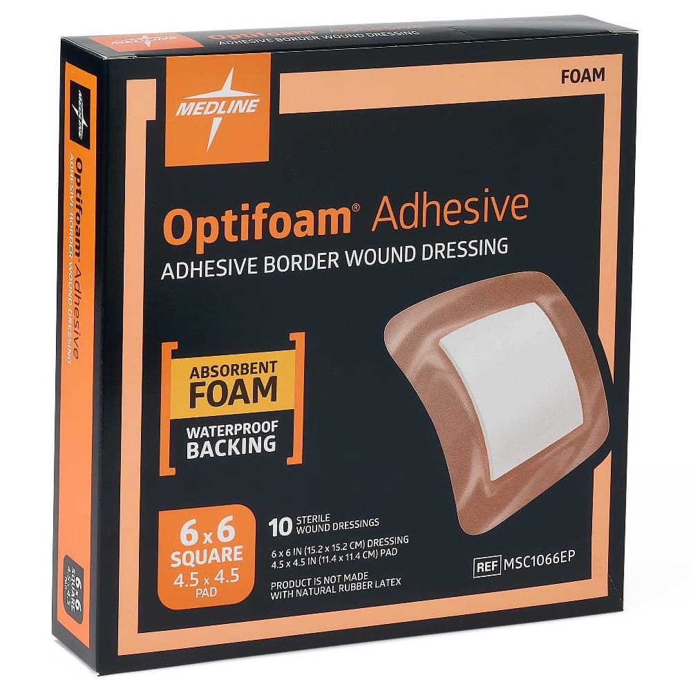 Optifoam Adhesive Foam Dressing, 6 x 6 Inch - Case of 100 - Image 1