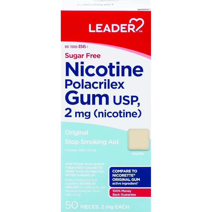 Leader Nicotine Gum, 2Mg, Sugar Free, Original, 50 ct - Each - Image 2