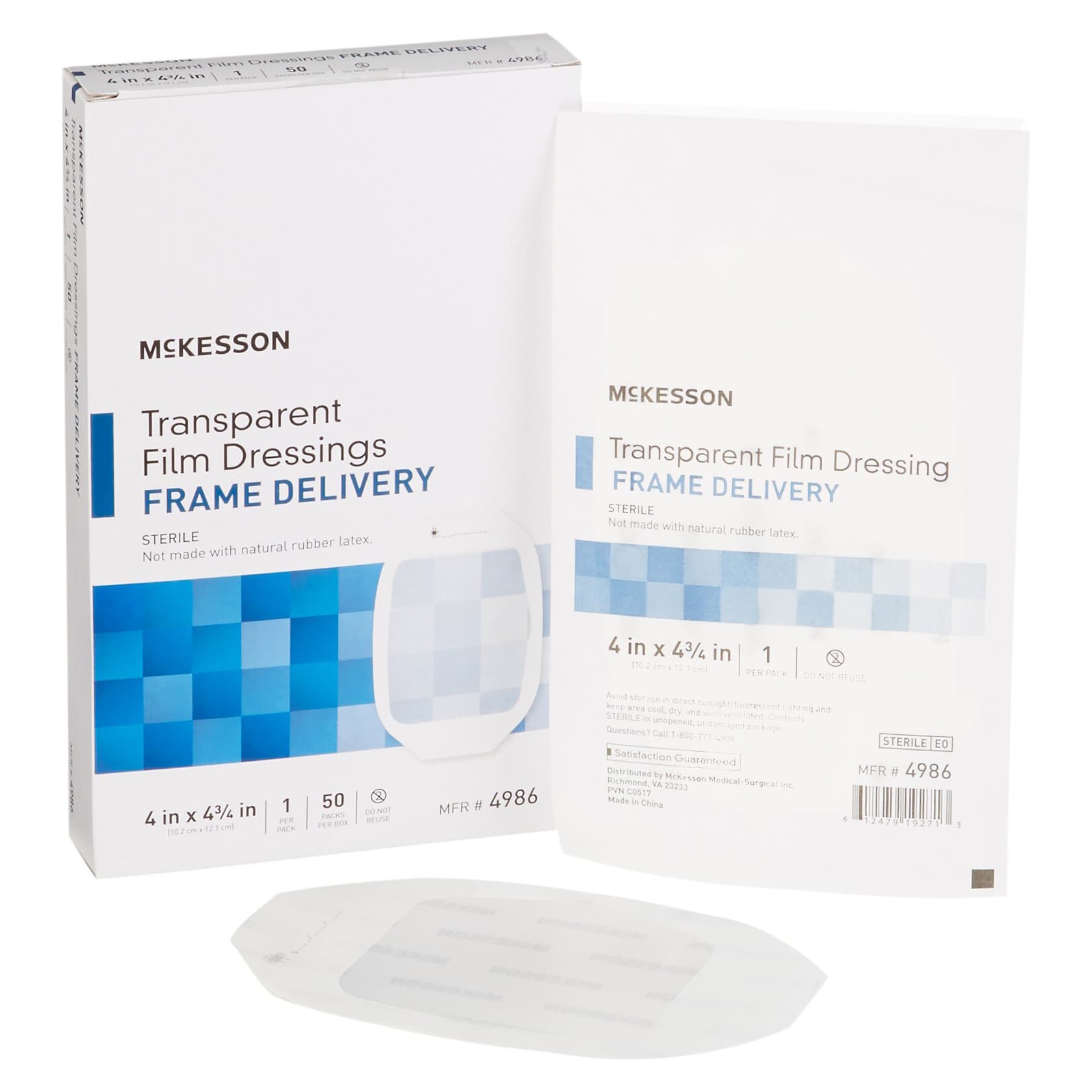 McKesson Frame Style Transparent Film Dressing, 4 x 4-3/4 Inch - Case of 200 - Image 1