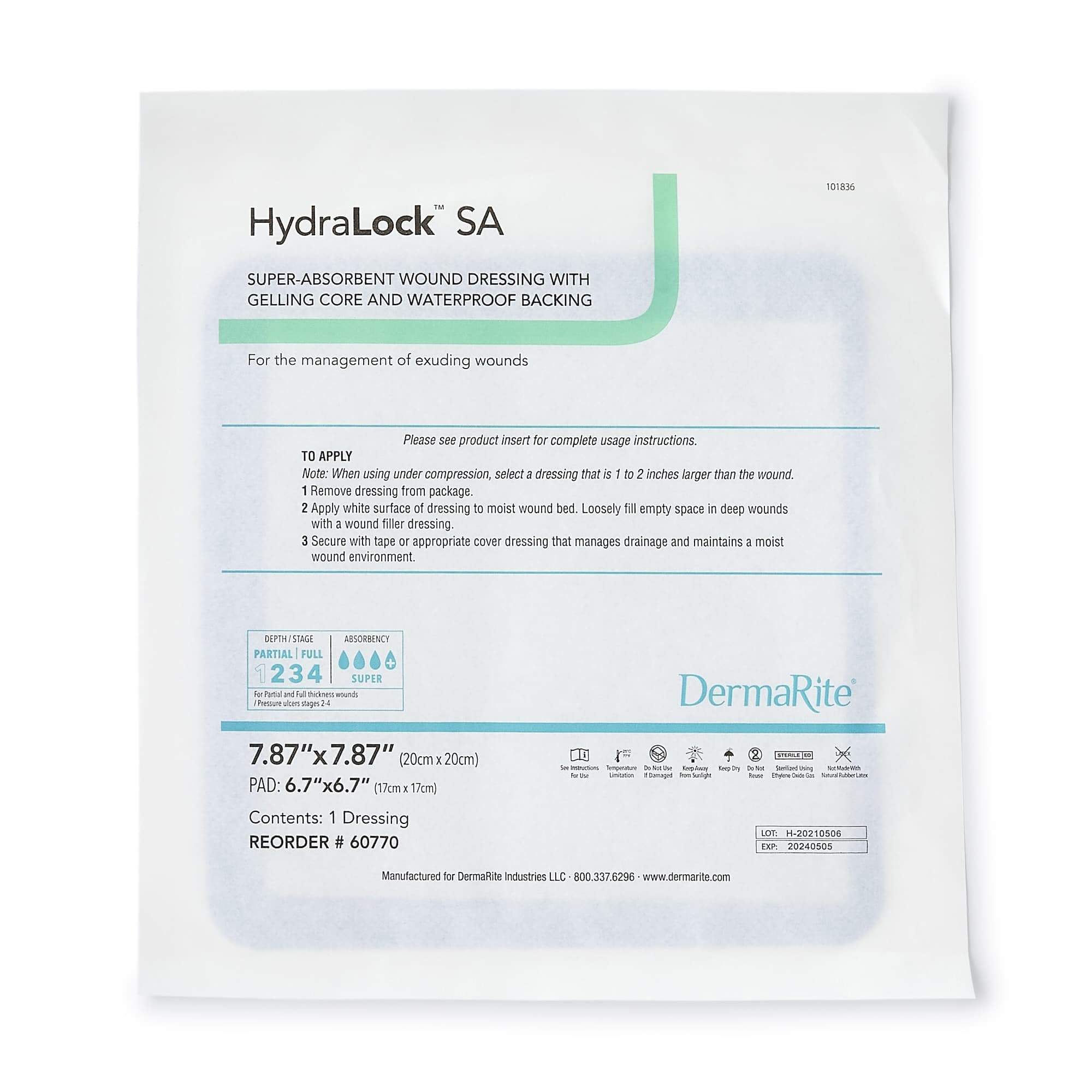 DermaRite HydraLock SA Super Absorbent Wound Dressing - Image 3