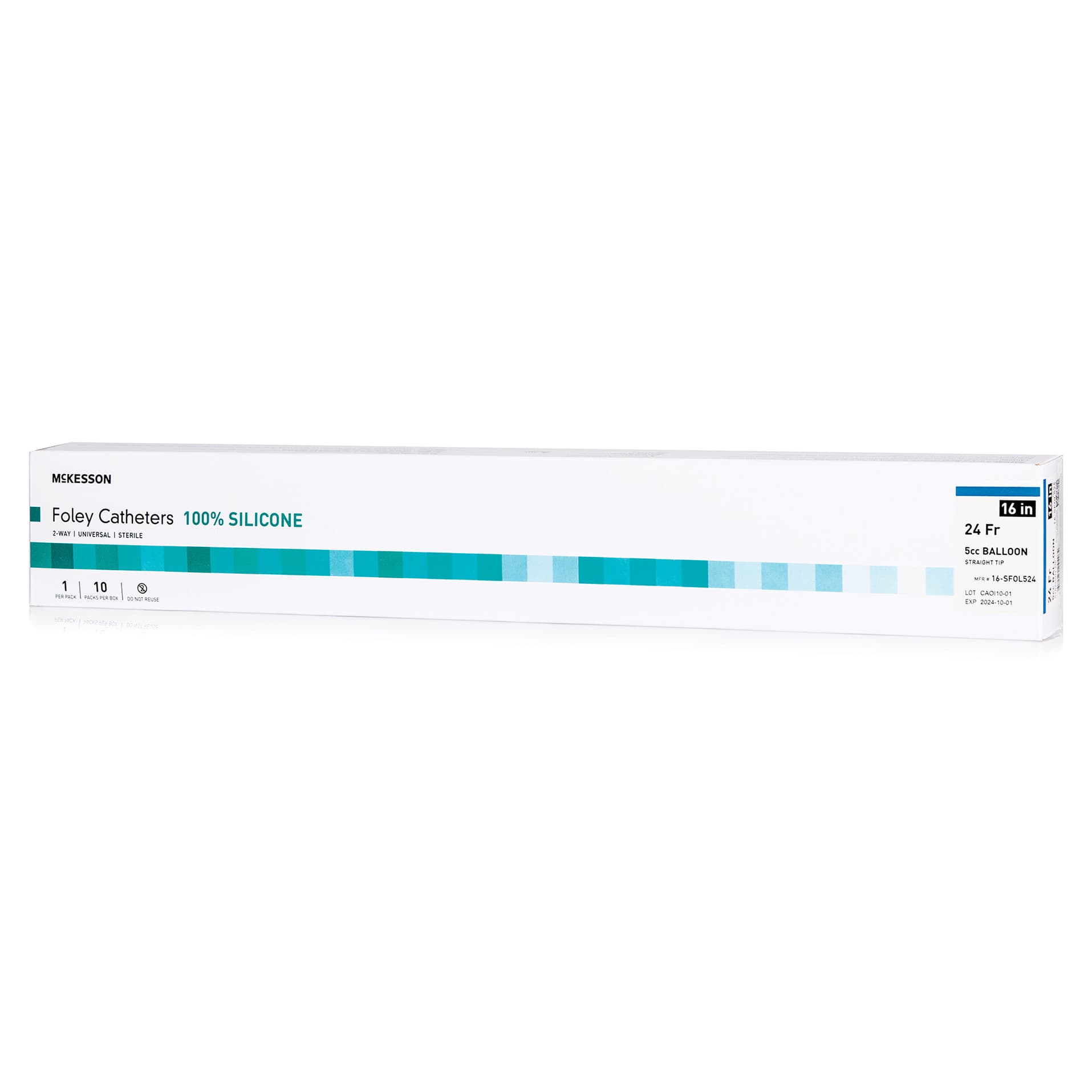 McKesson Foley Catheter Sterile 2-Way Silicone, Blue, 24 Fr, Standard Tip - Box of 10 - Image 1