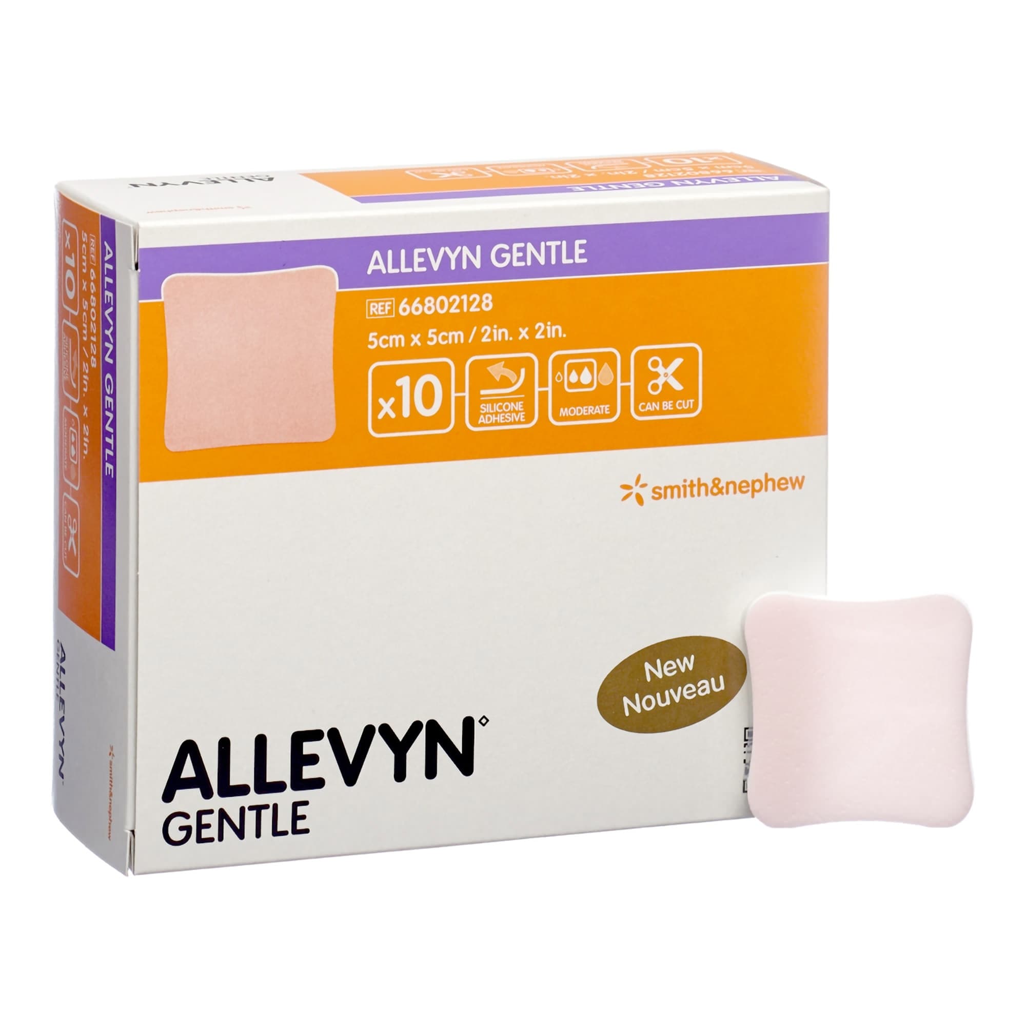 Allevyn Gentle Adhesive Hydrocellular Foam Dressing, 2" x 2" - Case of 60 - Image 1