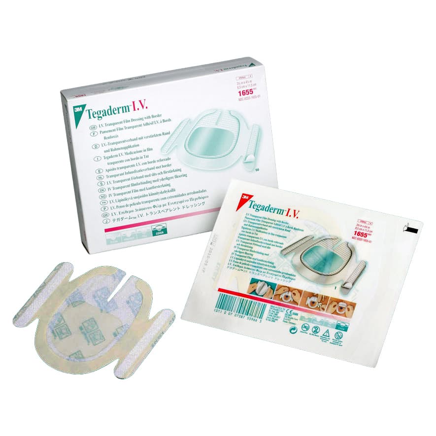3M Tegaderm IV Transparent Film Dressing with Border, 3-1/2 x 4-1/2 Inch - Box of 50 - Image 1