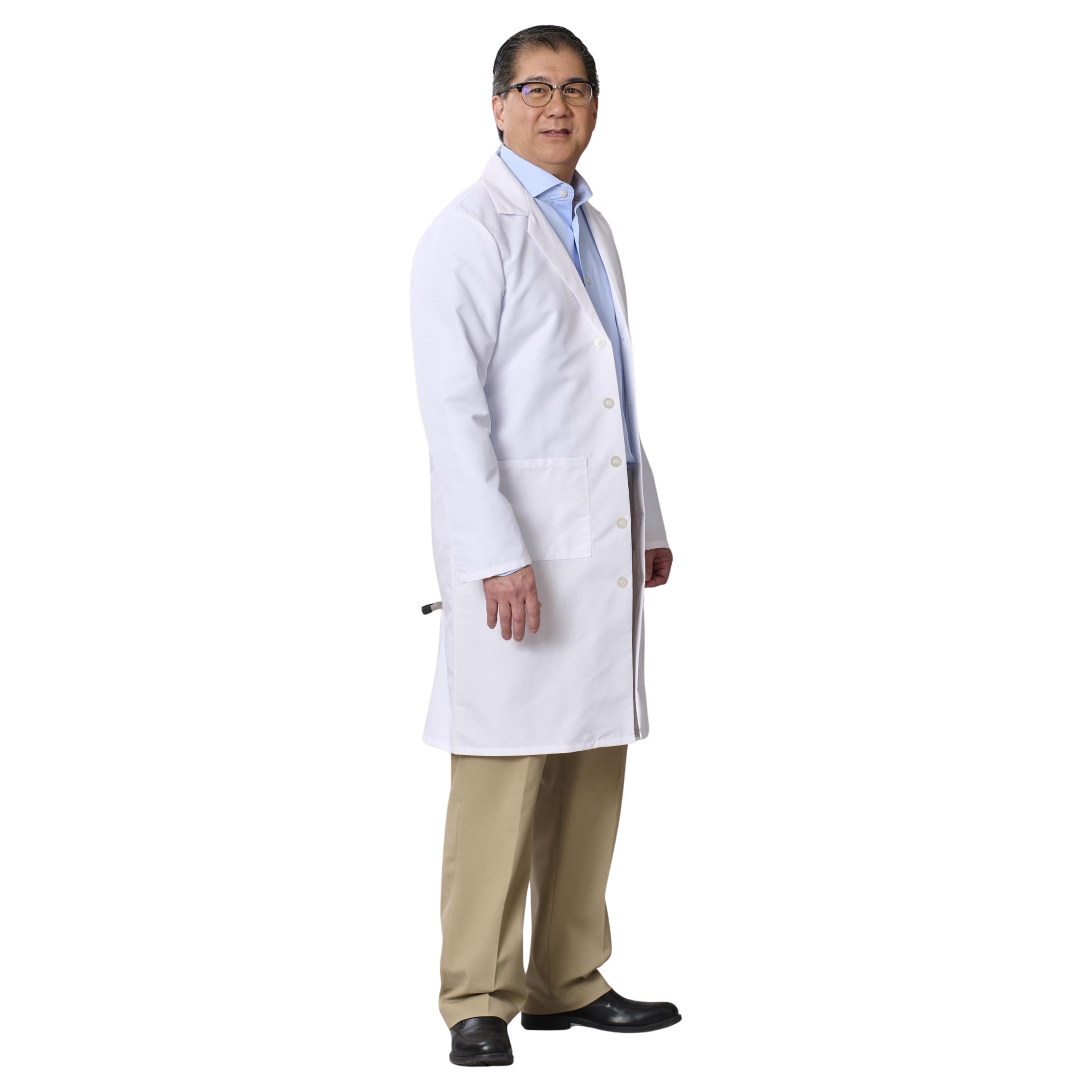 Medline Unisex Propel 4-Pocket Full-Length Lab Coat - Image 3