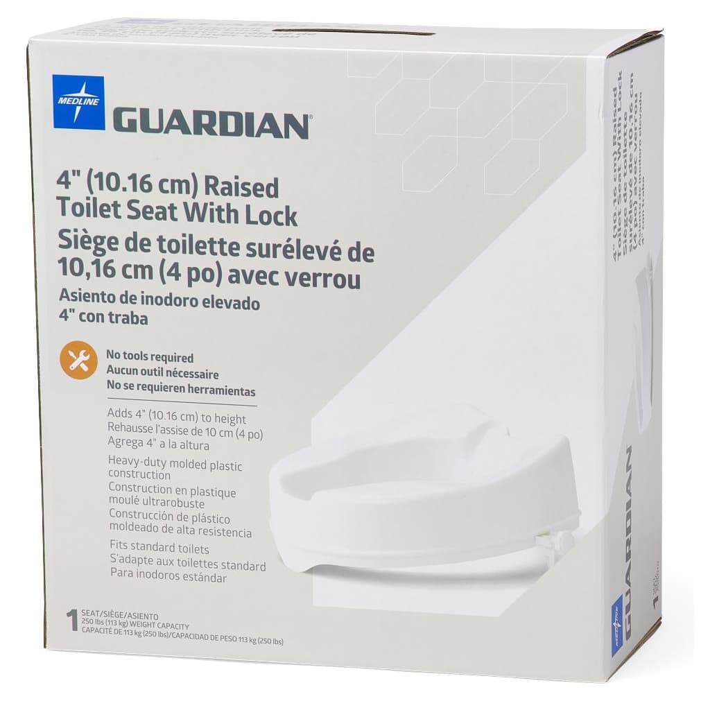 Medline Raised Toilet Seat with Side Locks, White - Image 2