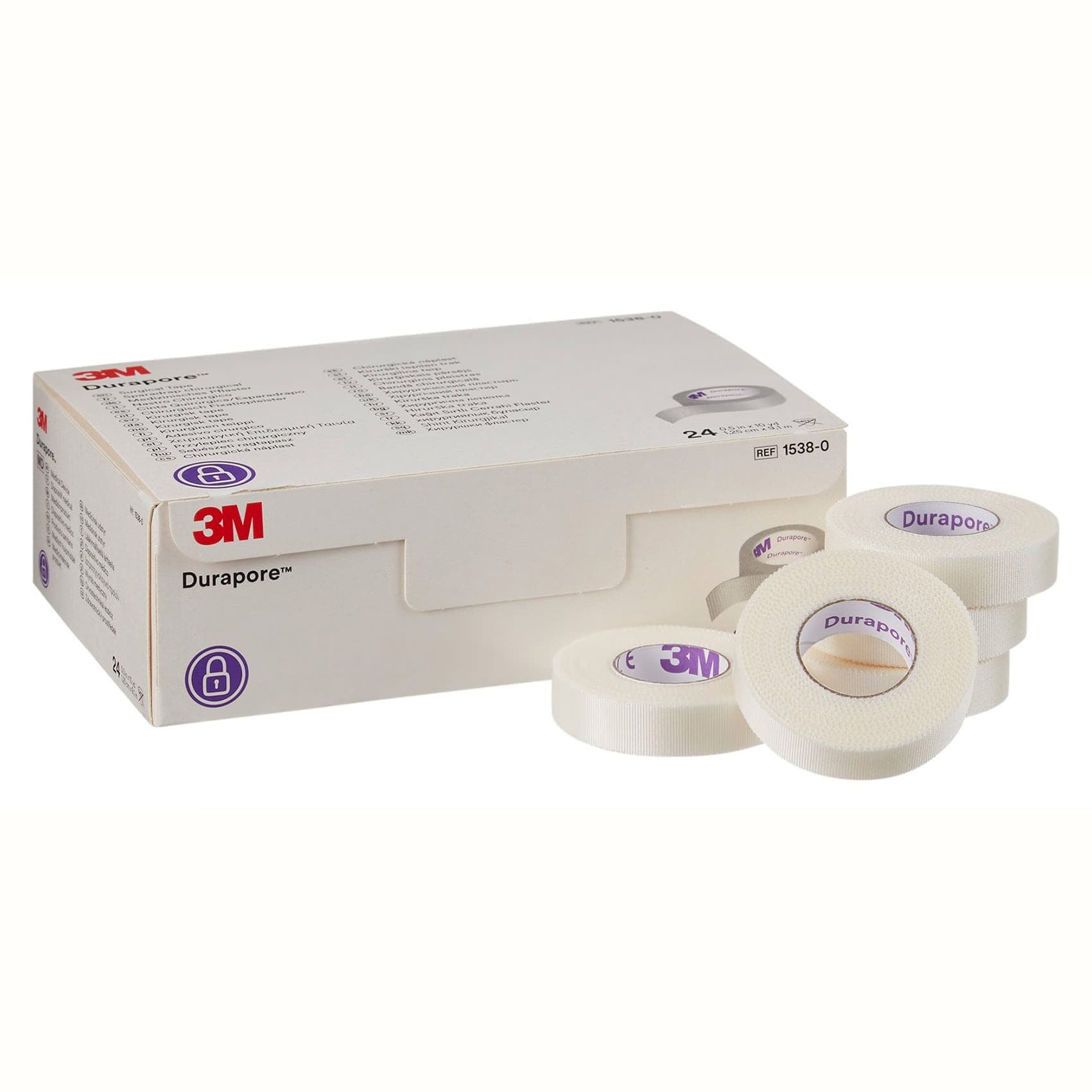 3M Durapore Waterproof Surgical Tape, 1/2 Inch x 10 Yard - Box of 24 - Image 1