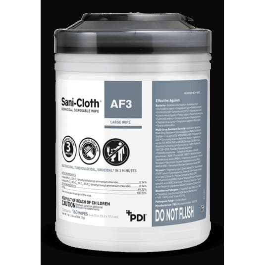 Sani-Cloth AF3 Germicidal Disposable Wipes, Canister, Large - Case of 1920 - Image 1