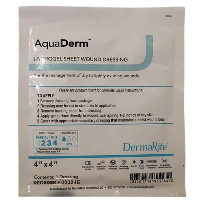 AquaDerm Hydrogel Sheet Wound Dressing, 4 x 4 Inch - Each - Image 1