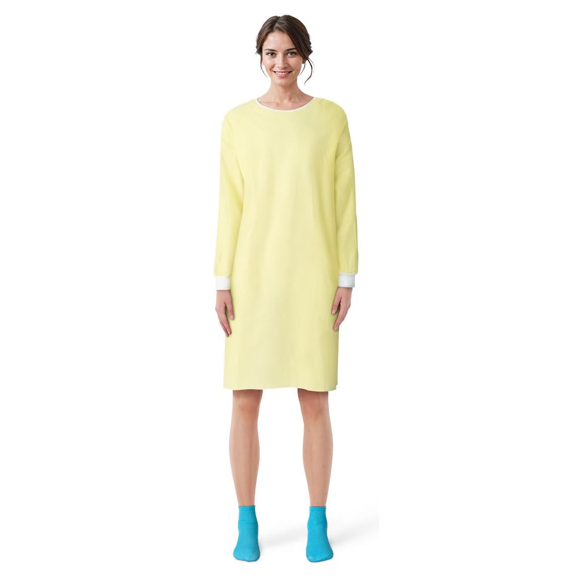 Medline Reusable Poly/Cotton Unisex Isolation Gowns, Yellow - 1 Dozen