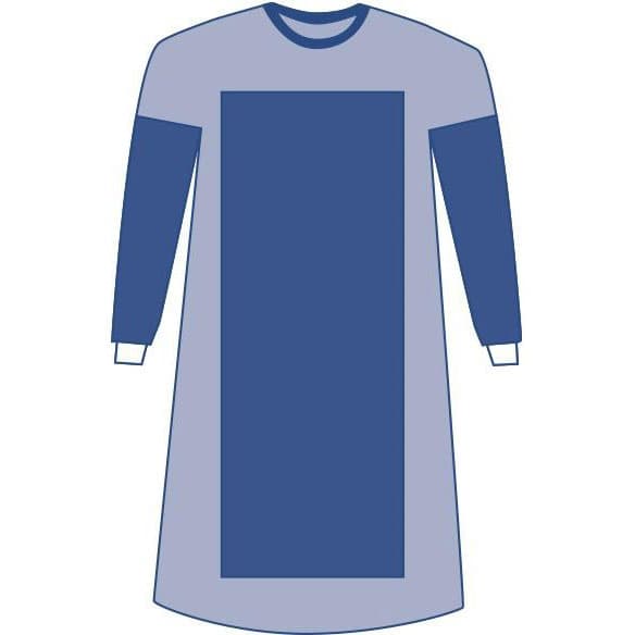 Medline Aurora Poly Reinforced Gown, Sterile, Size L, Extra-Long - Case of 28 - Image 1