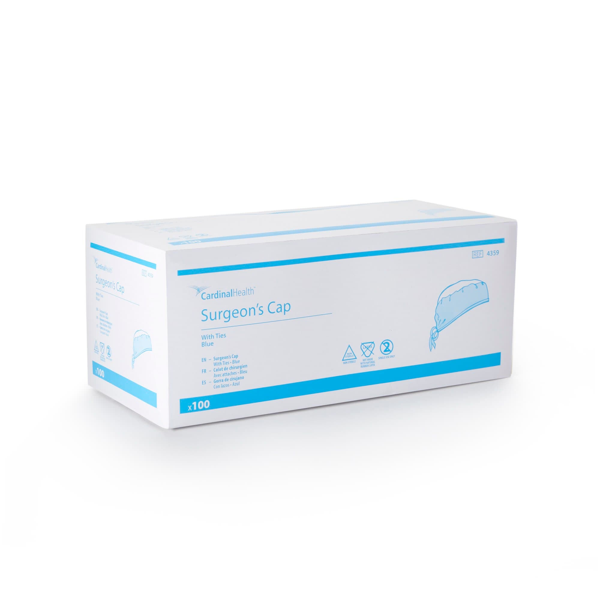Cardinal Health Easy Tie Surgeons Cap, Blue - Box of 100 - Image 4