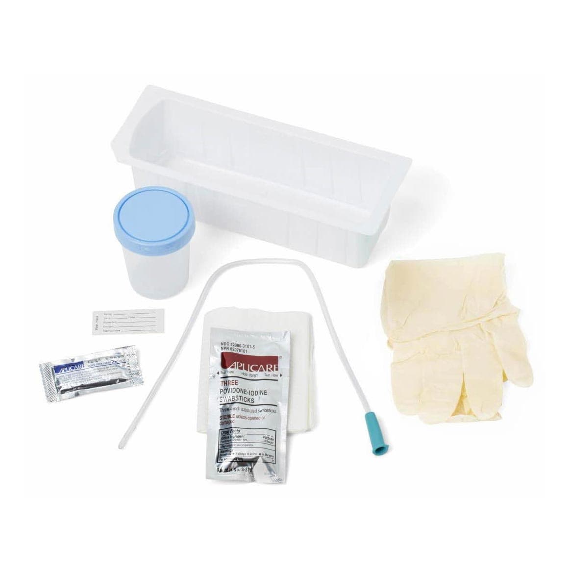 Medline Intermittent Catheterization Trays with Vinyl Catheter, PVP Swabstick, Peel-Lid Tray - Each - Image 1