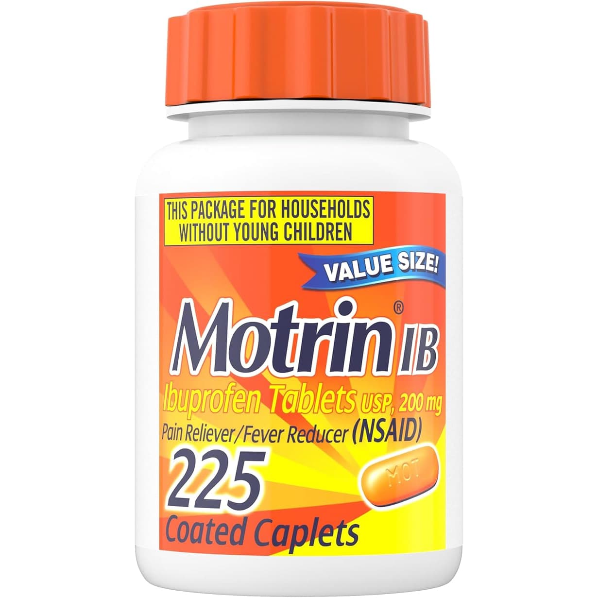 Motrin IB Pain Reliever and Fever Reducer Coated Caplets - Bottle of 225