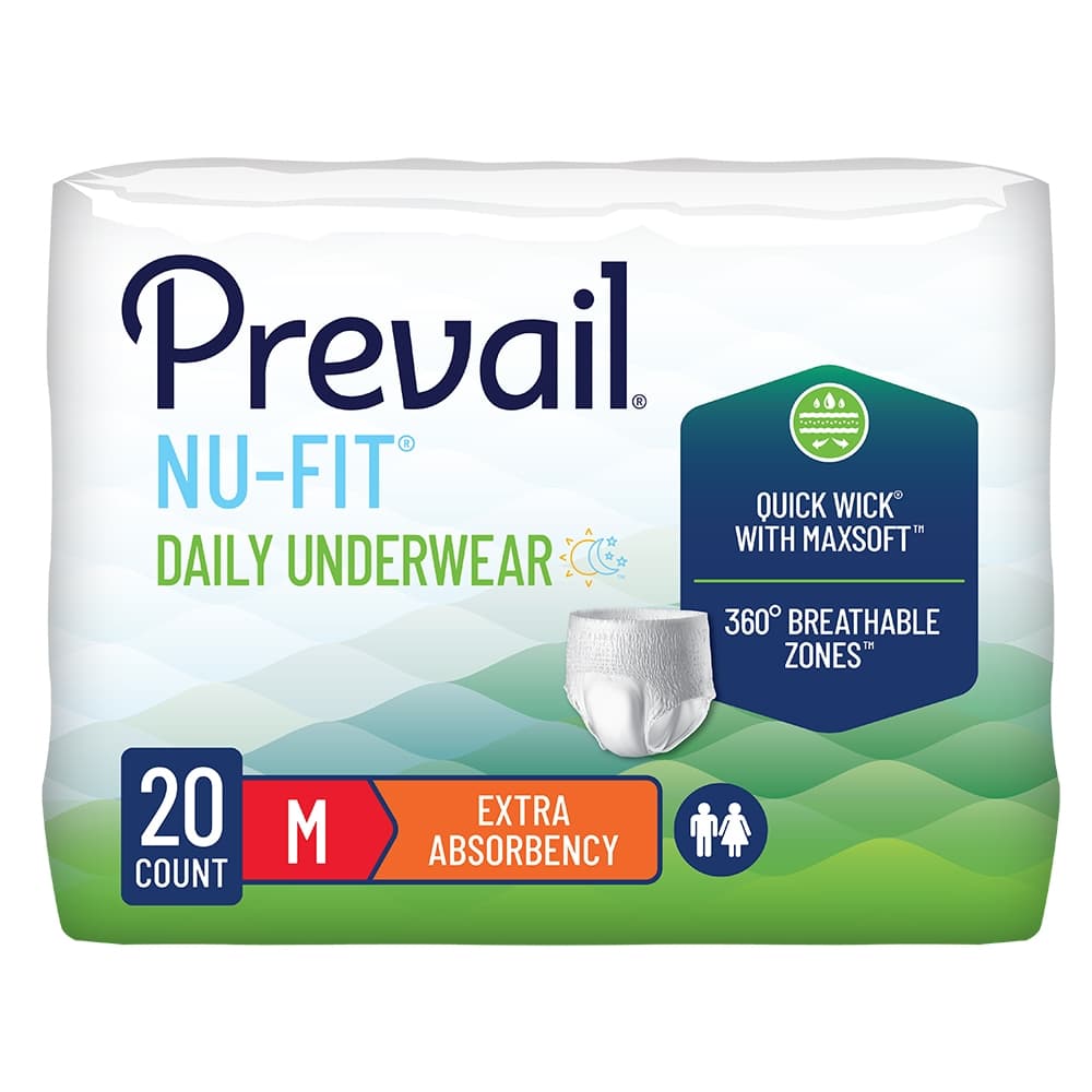 Prevail Nu-Fit Daily Underwear, Medium - Package of 20 - Image 1