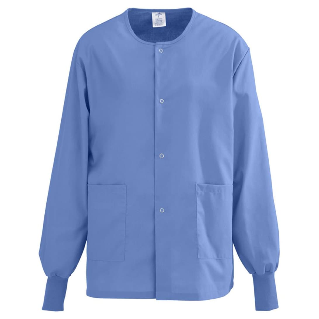 AngelStat Unisex Snap-Front Warm-Up Scrub Jacket - Image 1