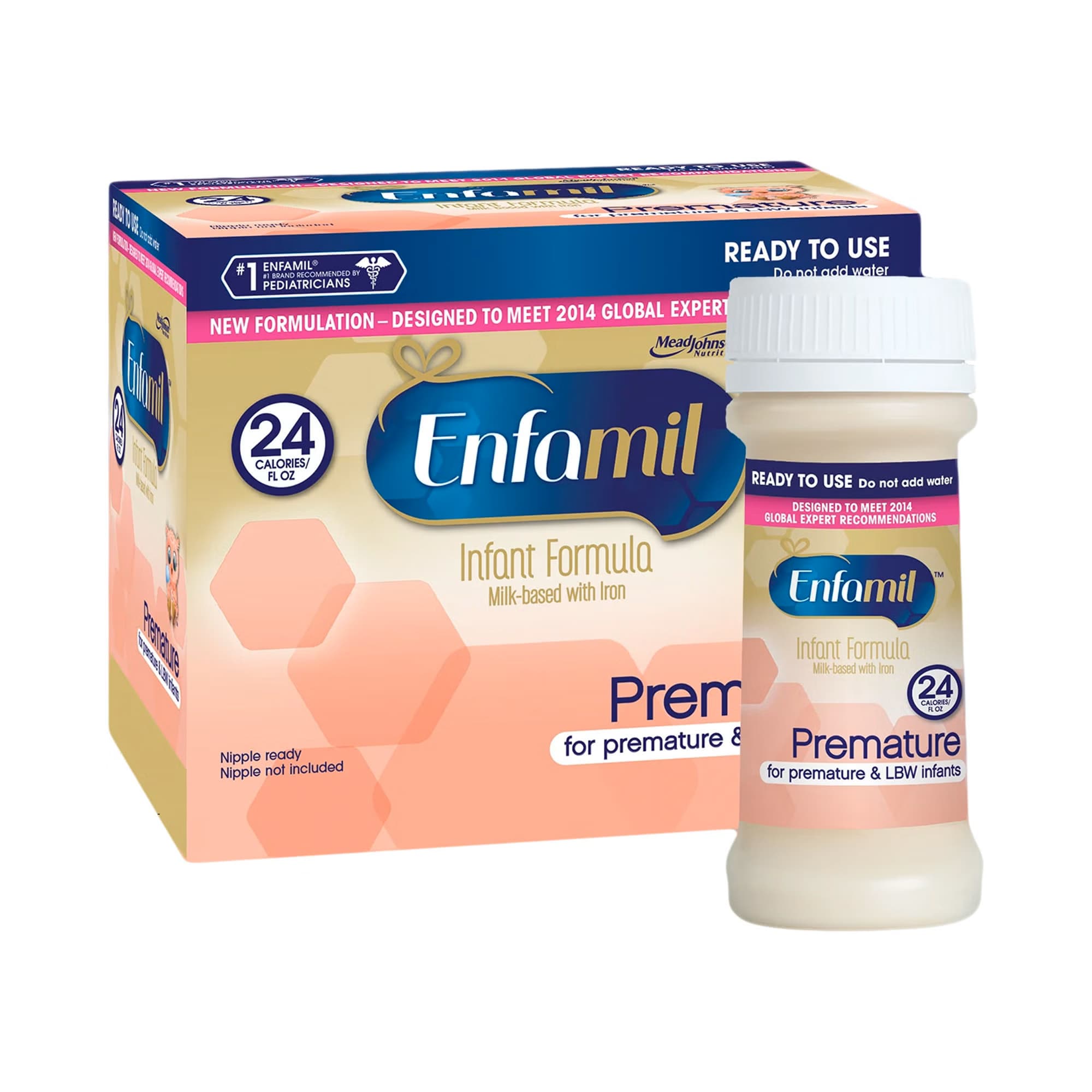 Enfamil Premature Ready to Use High Protein Formula, Nursette Bottle, 24 Cal, 2 oz - Case of 48 - Image 1