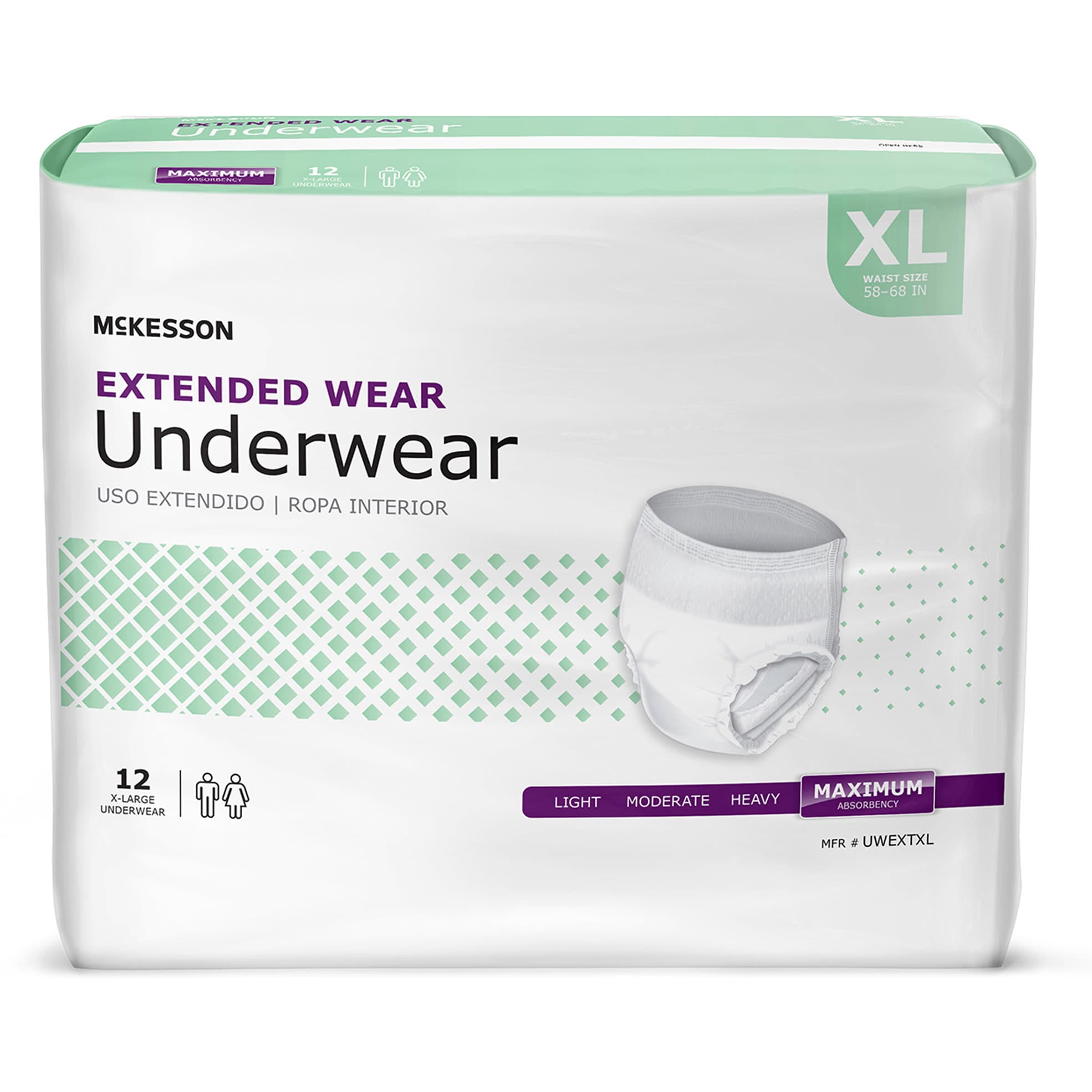 McKesson Extended Wear Incontinence Underwear, Extra Large - Bag of 12 - Image 1