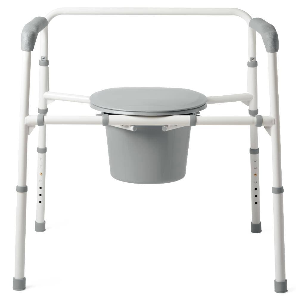 Medline Extra‑Wide Bariatric Steel Folding Elongated Commode - Image 1