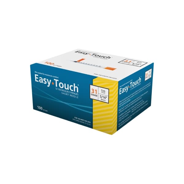 EasyTouch Standard Insulin Syringe with Needle, 5/16 Inch, 31 Gauge, 1 mL - Case of 500 - Image 1