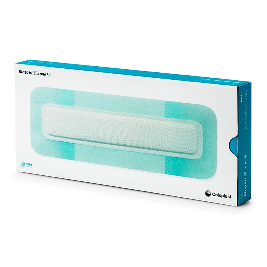 Coloplast Biatain Bordered Silicone Fit Foam Dressing, 4 x 12 Inch - Box of 5 - Image 1