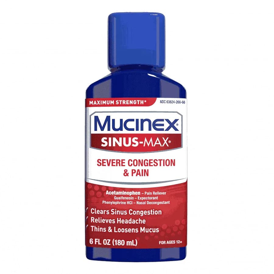 Mucinex Sinus-Max Max Strength Severe Congestion & Pain Liquid, 650 mg, 6 oz - Each - Image 1