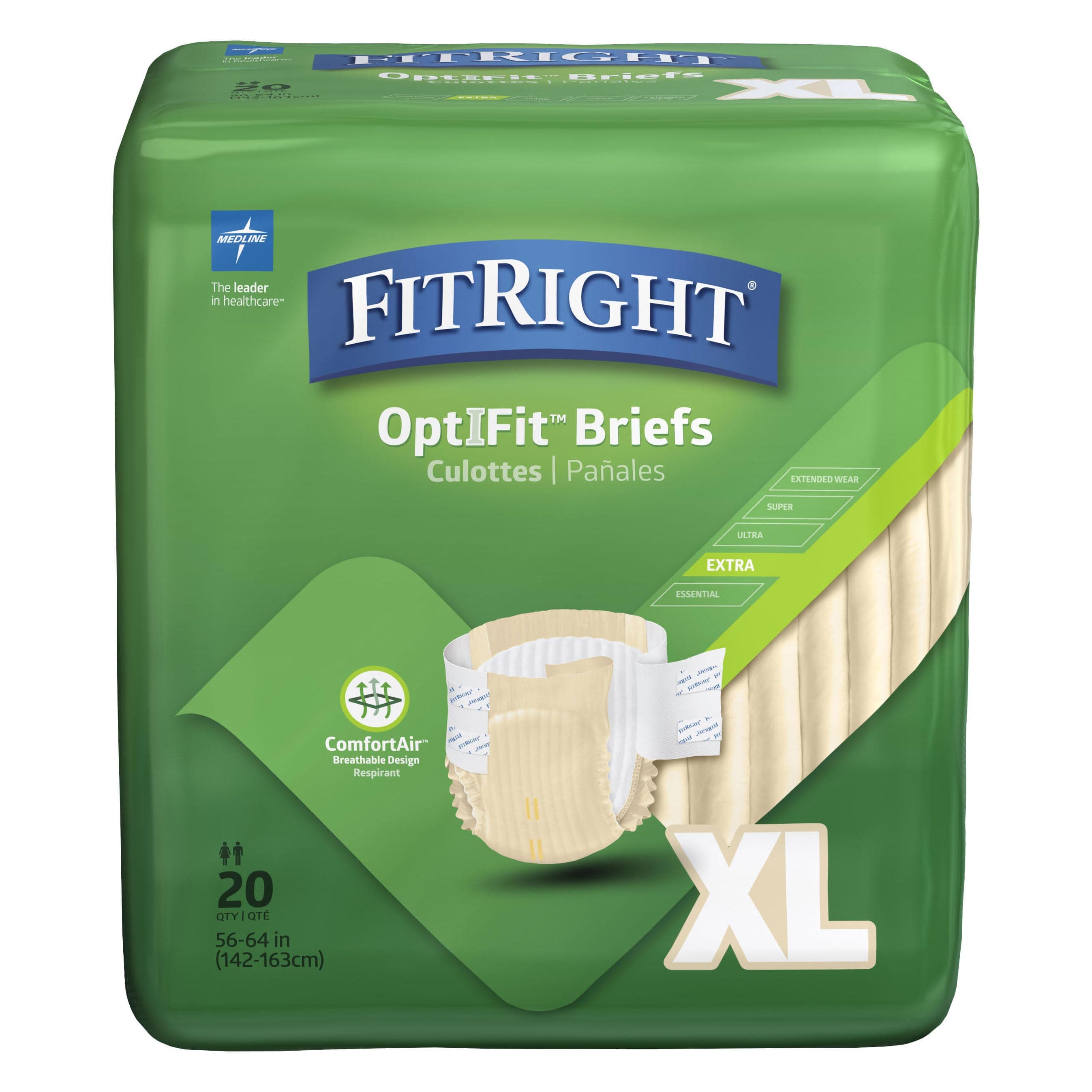 FitRight OptiFit Extra Incontinence Briefs, Extra Large - Case of 80 - Image 1