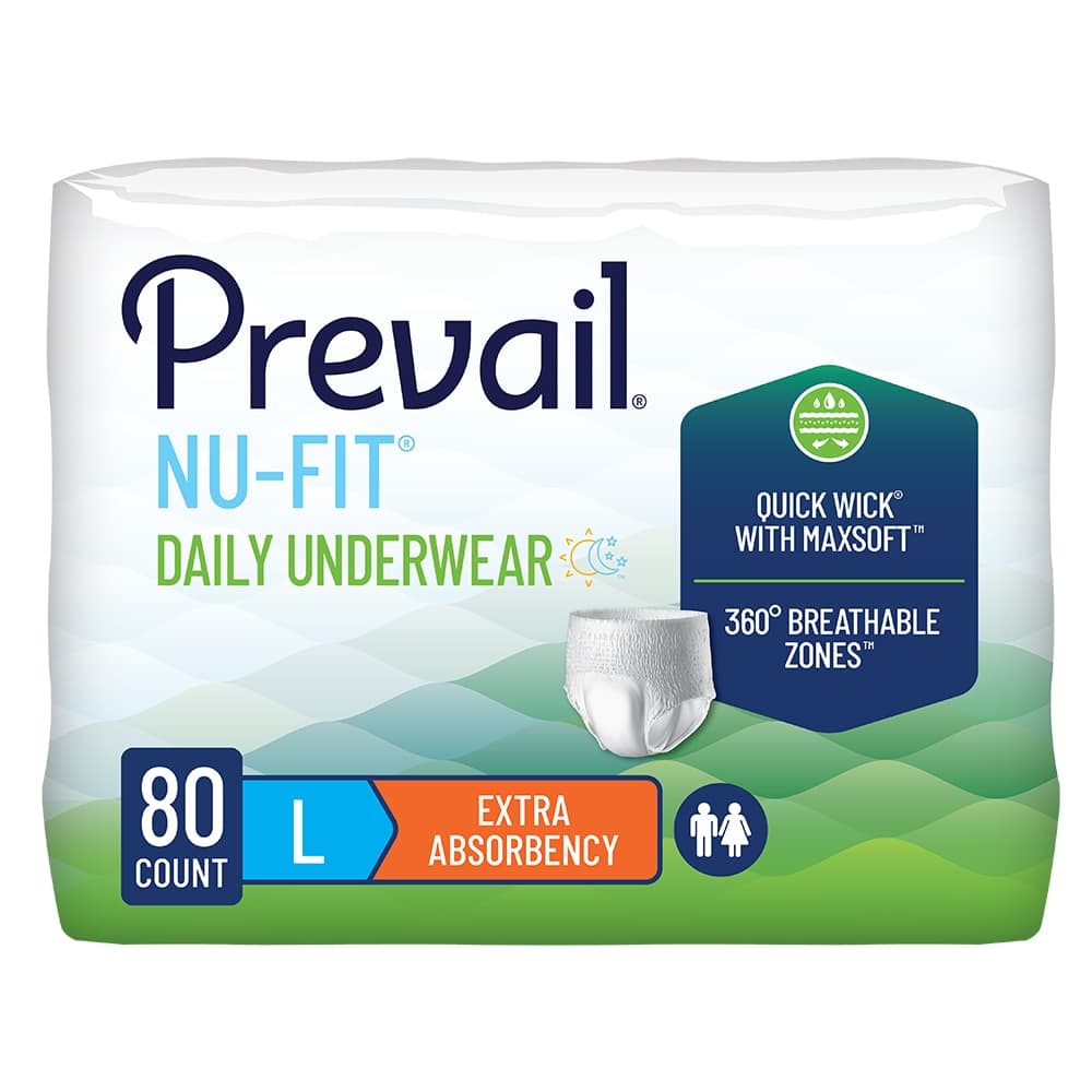 Prevail Nu-Fit Daily Underwear, Large - Case of 80 - Image 1