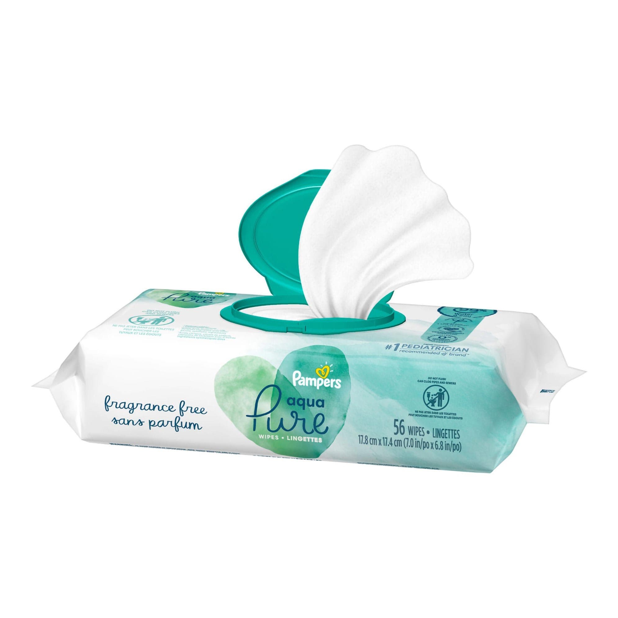 Pampers Aqua Pure Baby Wipe, Soft Pack, Unscented - Image 2