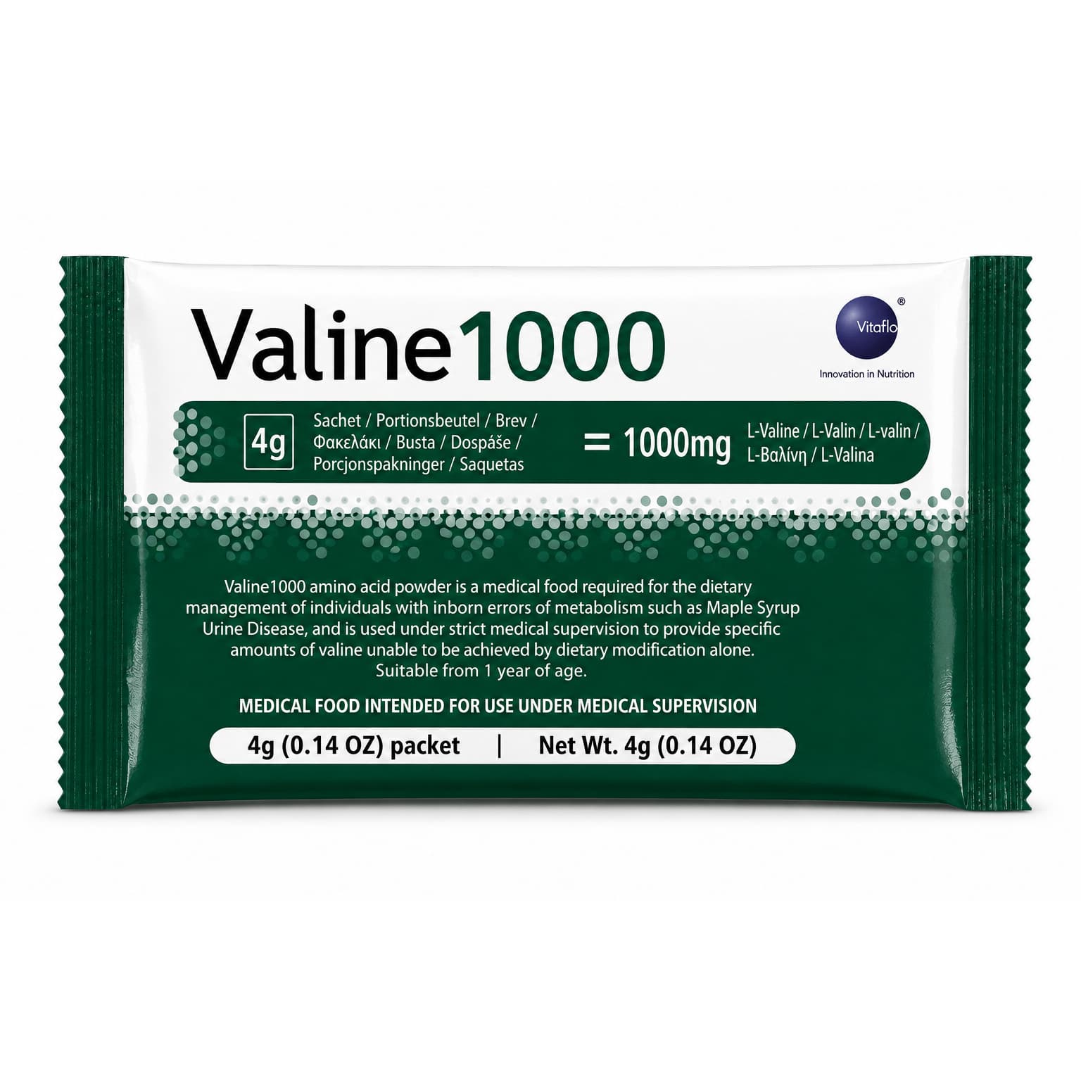 Vitaflo Valine1000 Amino Acid Powder, 4 Gram - Each - Image 1