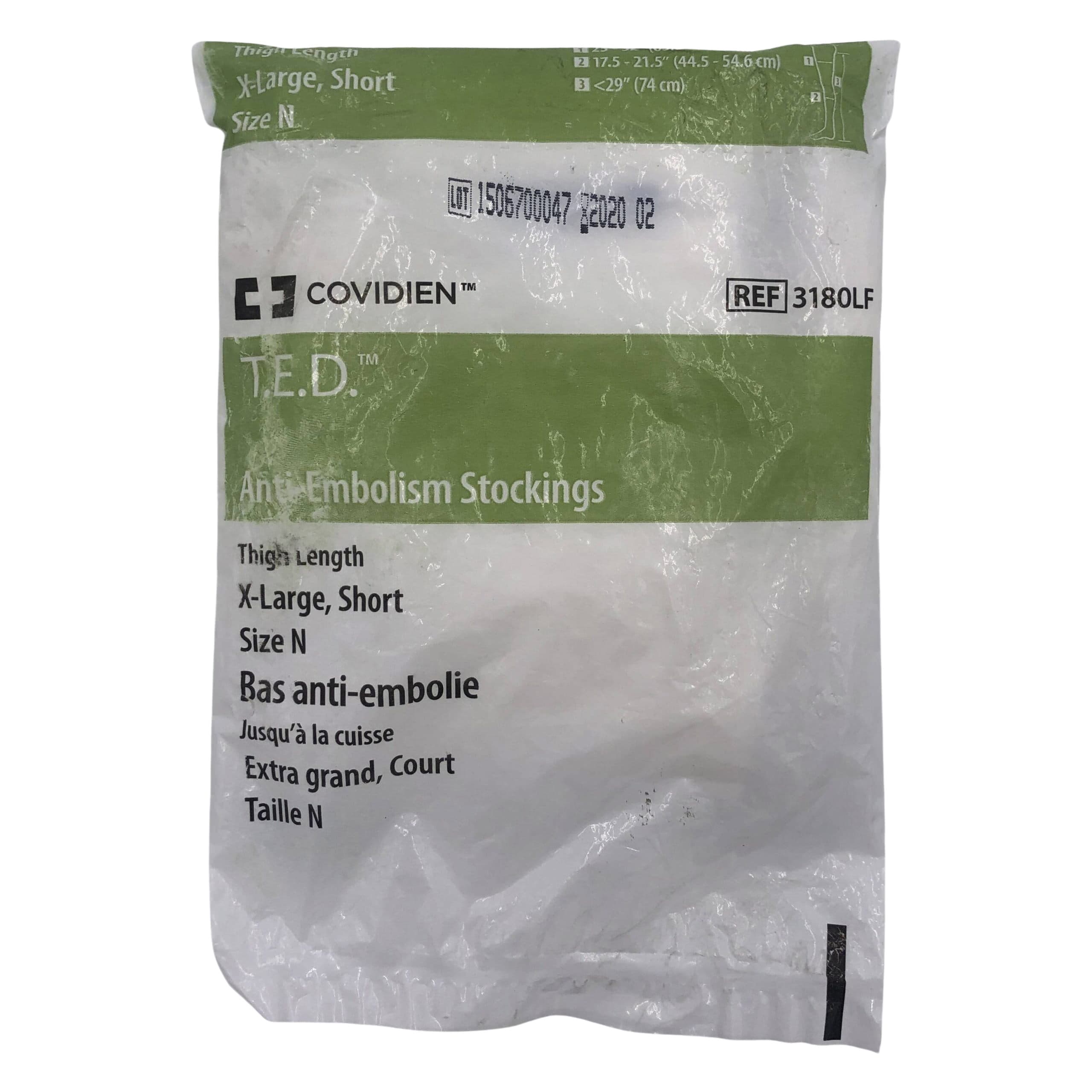 T.E.D Thigh-High Anti-Embolism Stockings for acute care, White, Extra Large-Short - Pair - Image 1