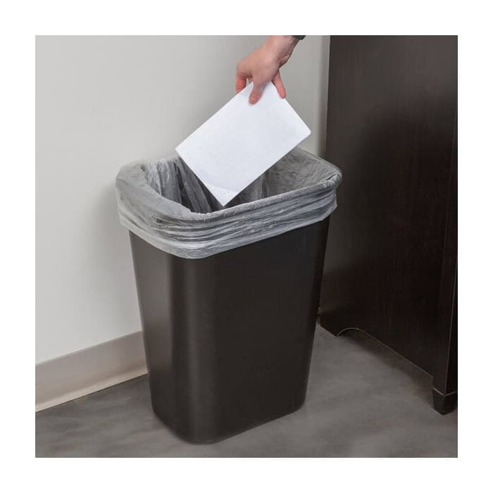 Deskside Rectangular Trash Can Without Lid, Black - Case of 12 - Image 1