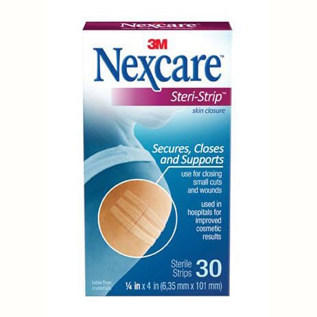 3M Nexcare Steri-Strip Skin Closure, White, 1/4 x 4 Inch - Box of 30 - Image 1
