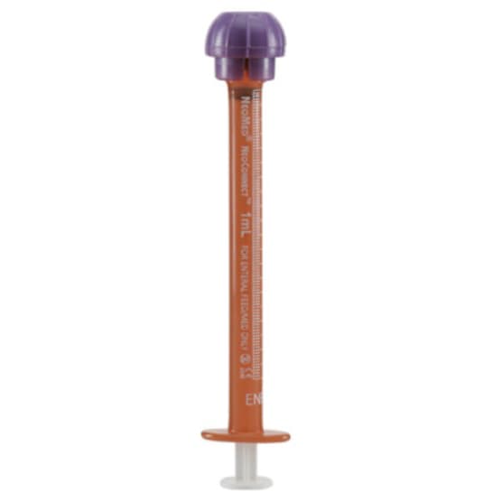 Neomed Enteral Oral Pharmacy Syringe with ENFit Connector, Amber, 1mL - Case of 500 - Image 1