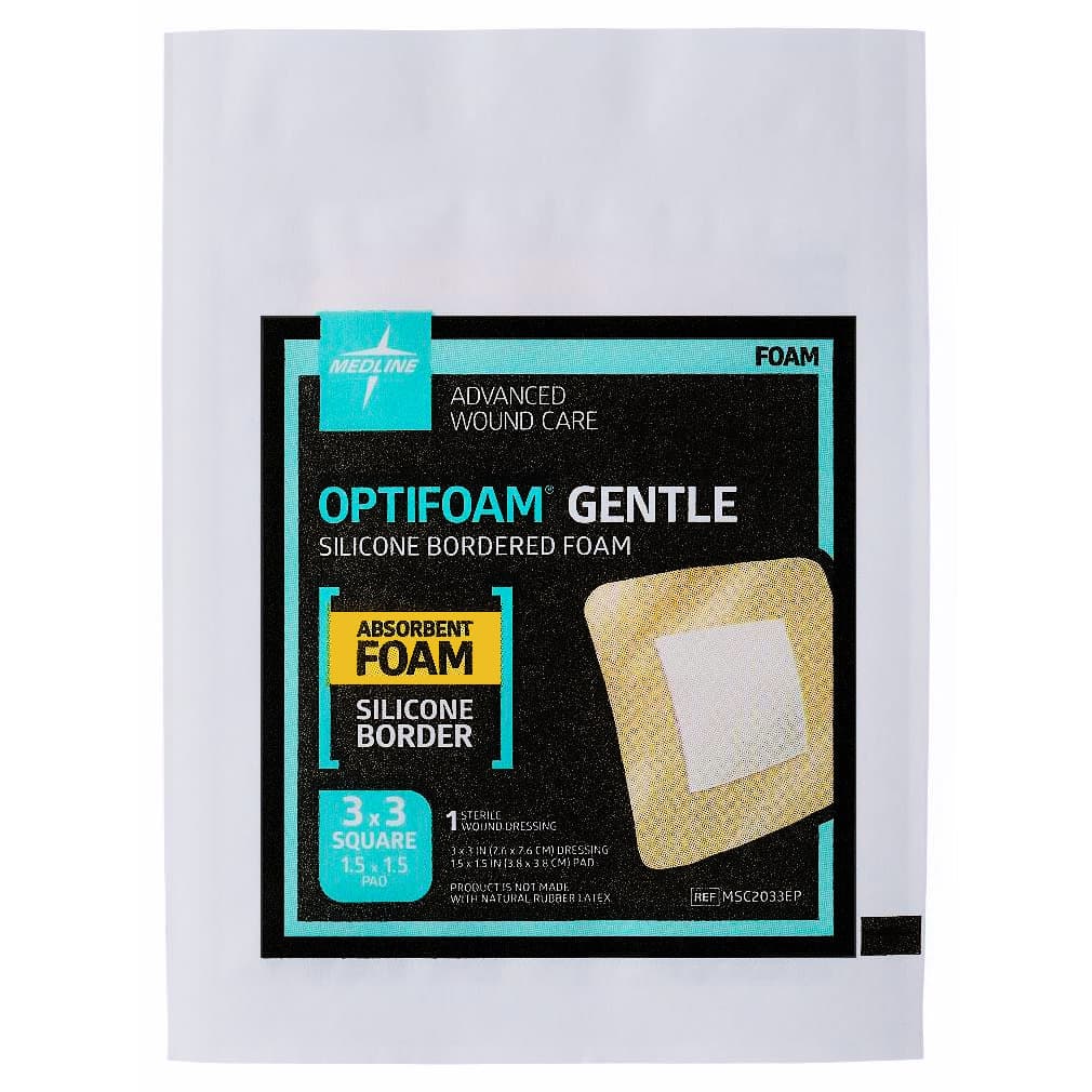 Optifoam Gentle Silicone Bordered Foam Dressing, Sterile, 3 x 3 Inch - Each - Image 1