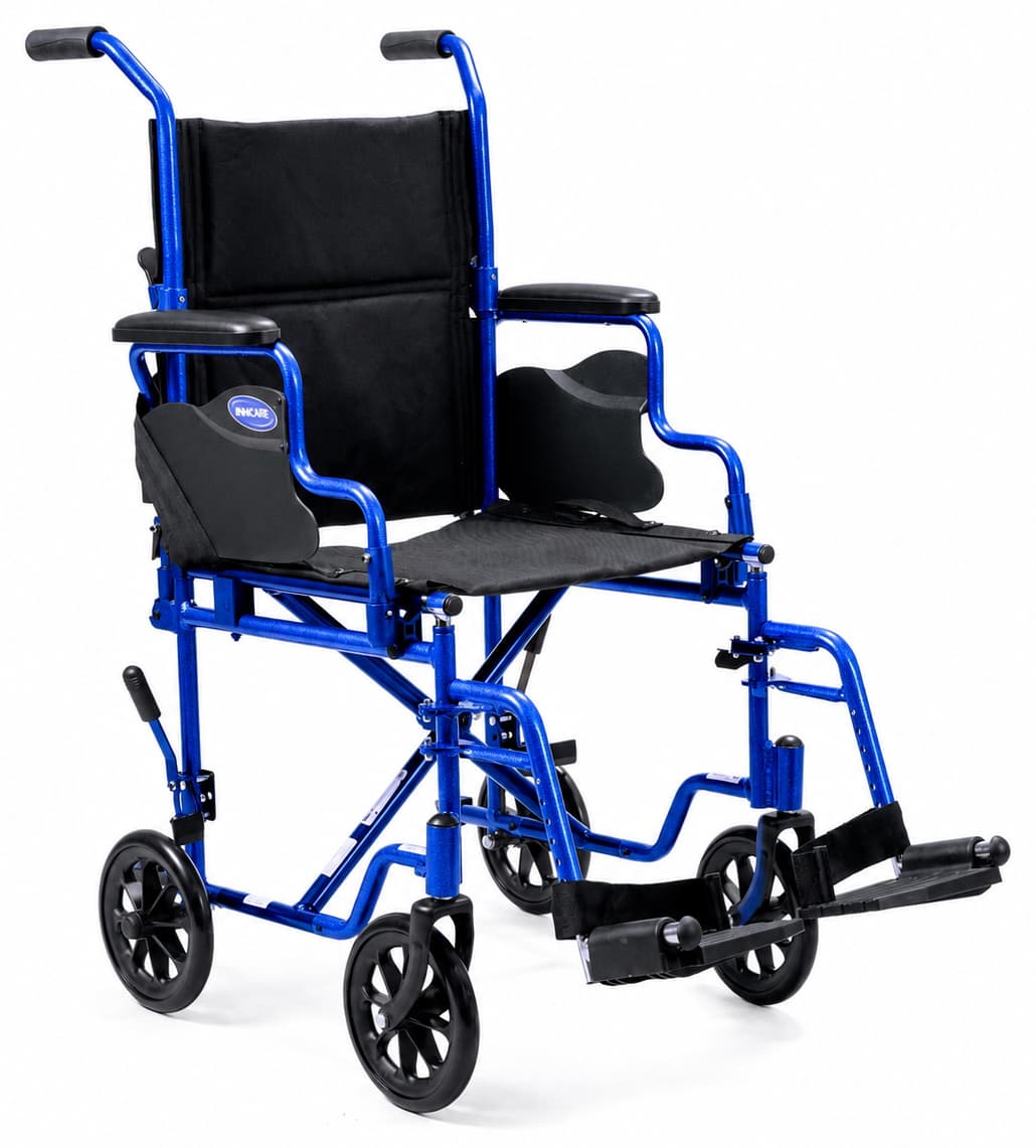 Invacare EasyGlide™ Transport Flex Chair, Blue - Steel - Image 1