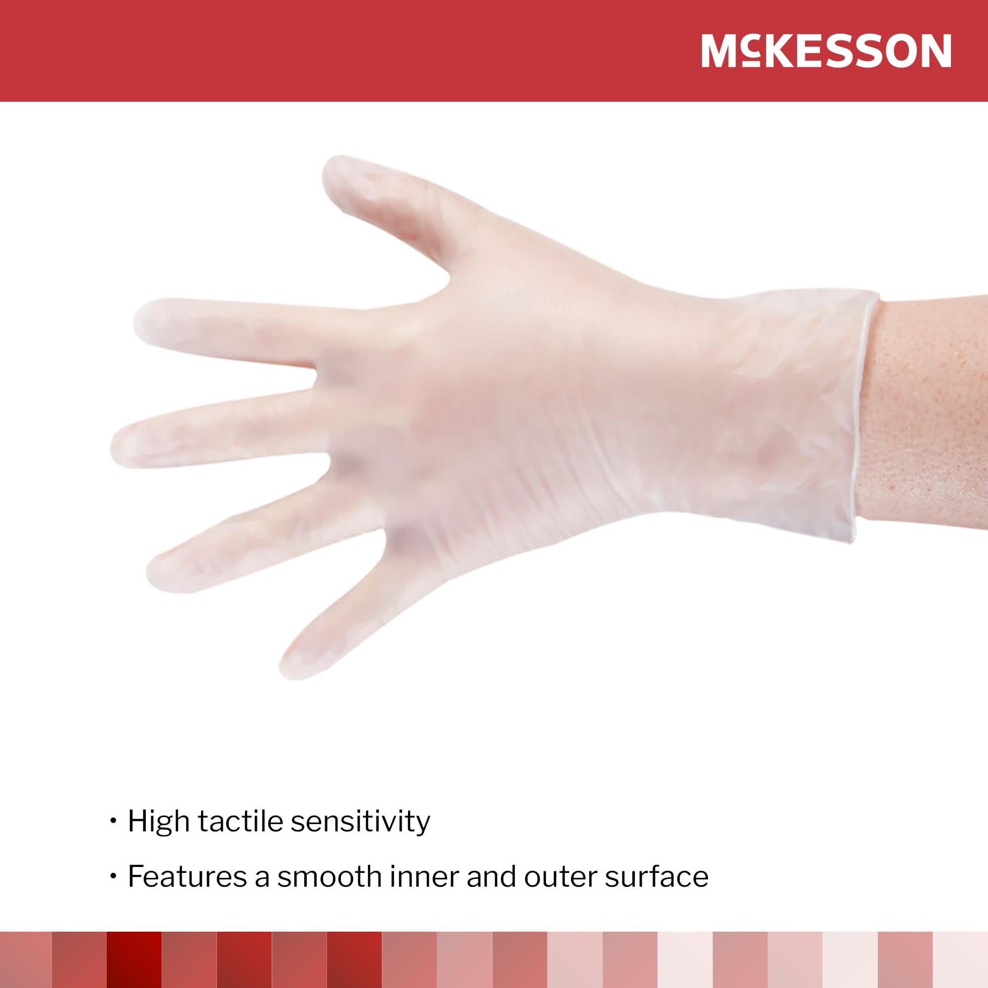 McKesson Standard Cuff Vinyl Powder Free Exam Gloves, Clear, X-Small - Case of 1000 - Image 1