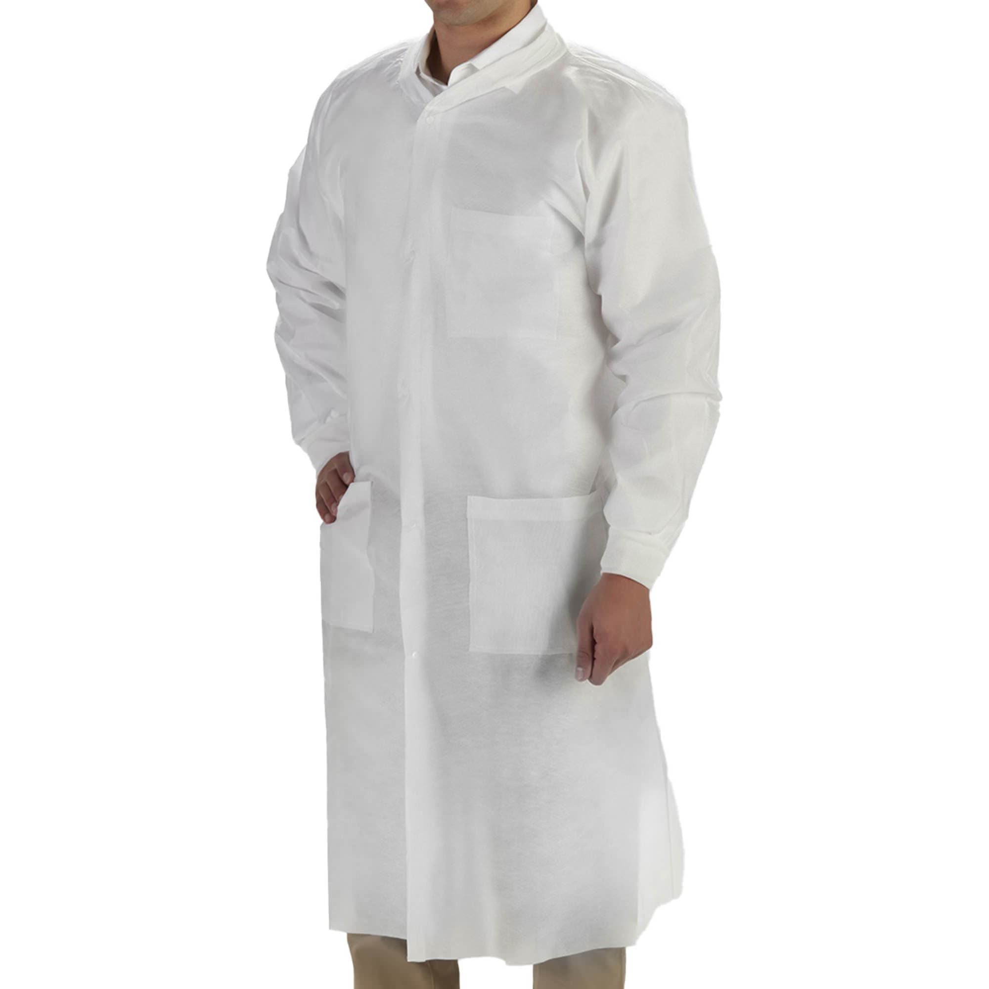 LabMates Lab Coat, White, 3XLarge - Bag of 10 - Image 1