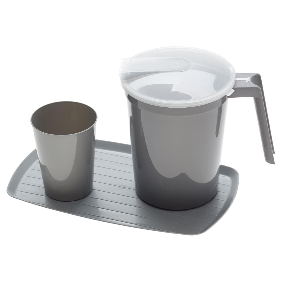 Medline Water Tumbler and Pitcher Sets, Graphite, 32 oz - Case of 12 - Image 1