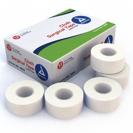 Dynarex Medical Tape, White, 1 Inch x 10 Yard, Cloth, NonSterile - Case of 144 - Image 1