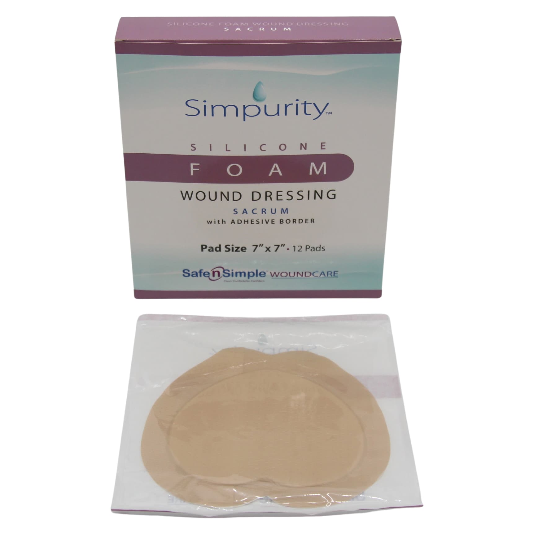 Simpurity Sacrum Silicone Foam Wound Dressing with Adhesive Border - Image 1