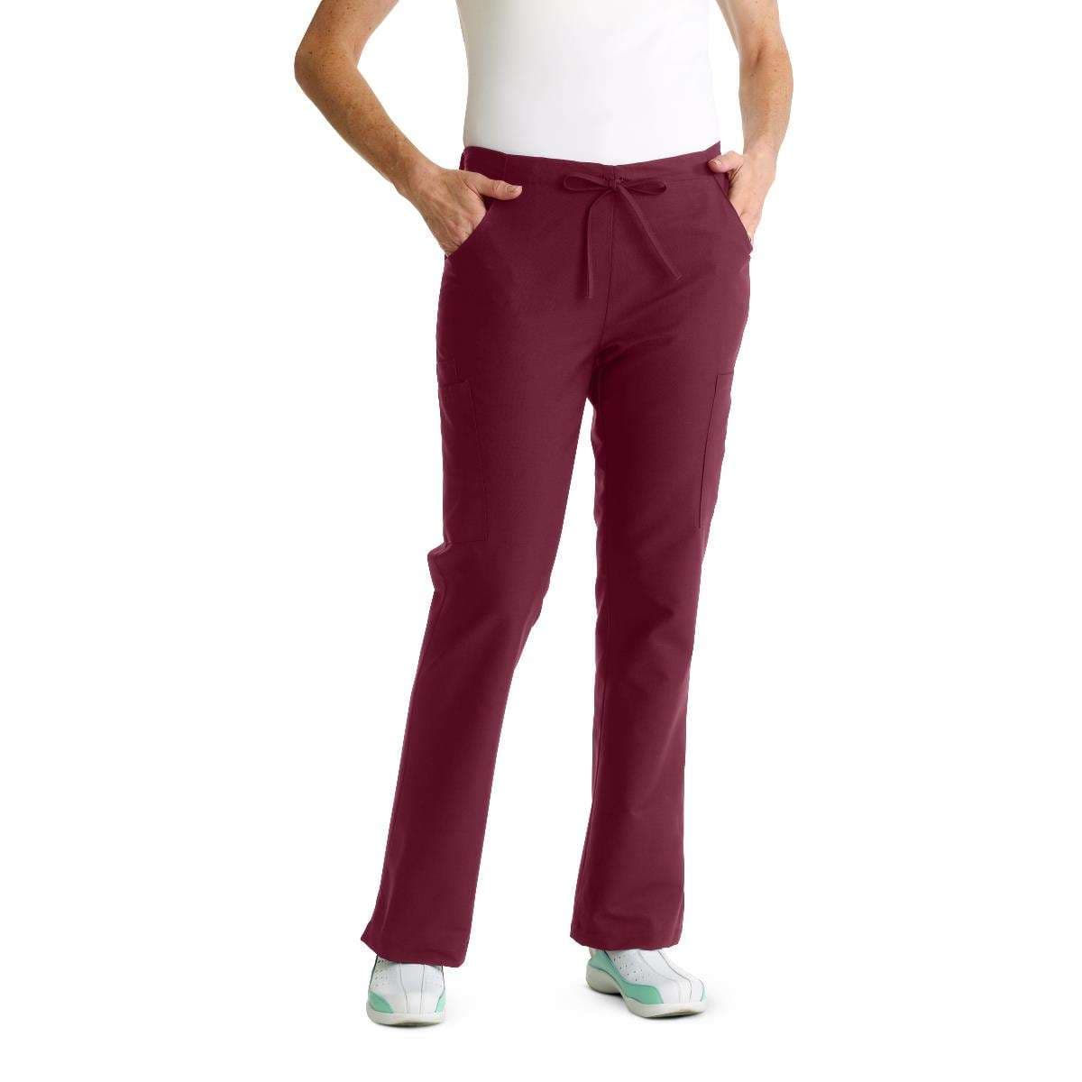 Medline Comfortease Women's Modern Fit Tall Inseam Cargo Scrub Pants, Wine, Extra Large - Image 1