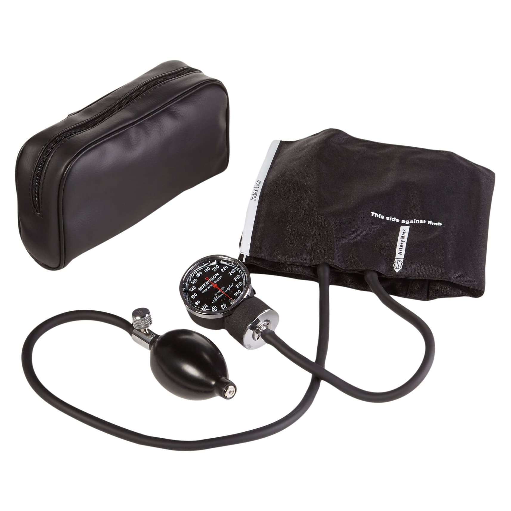 Mckesson LUMEON 2-Tubes Aneroid Sphygmomanometer with Cuff, Black, Adult Large - Case of 20 - Image 1