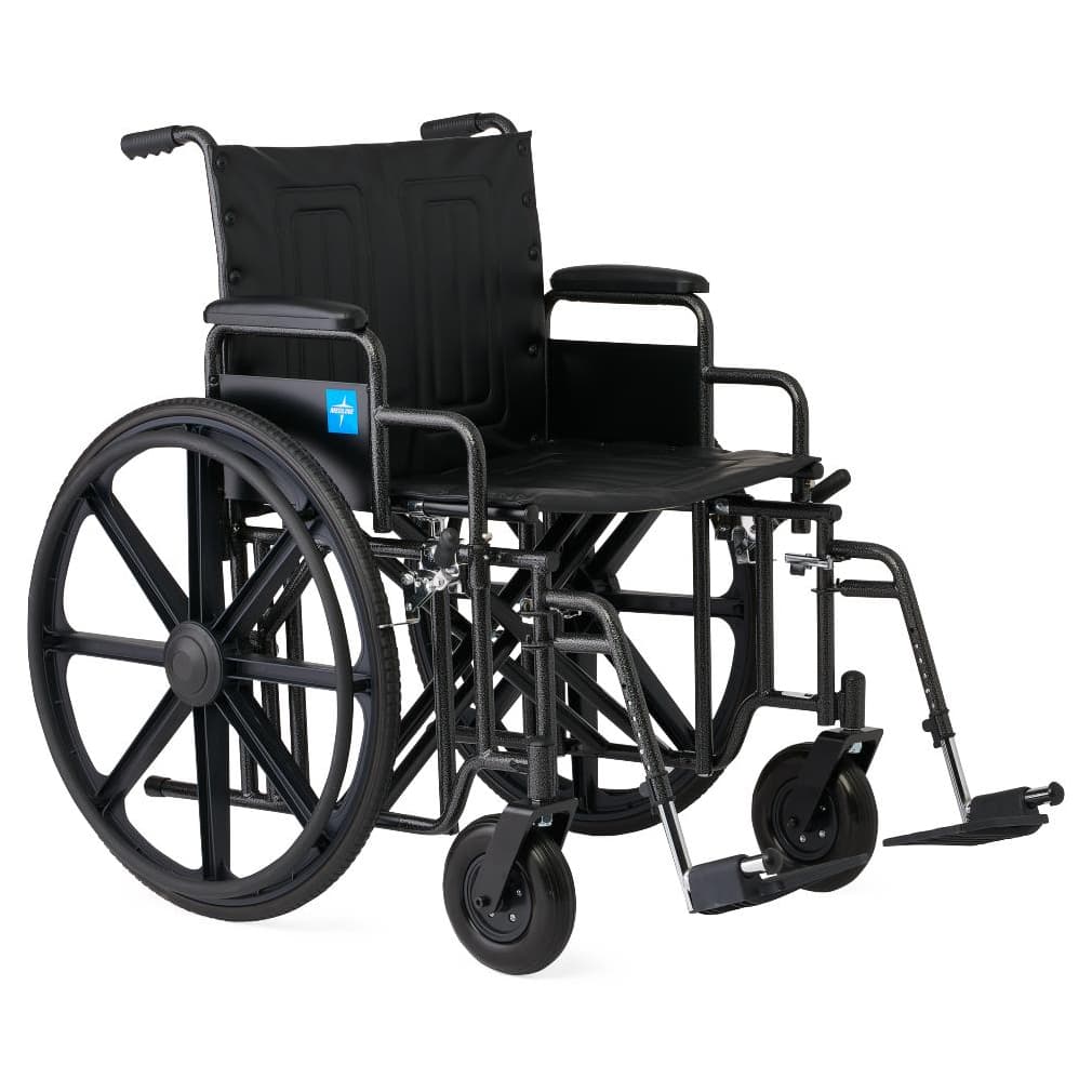 Medline Guardian Extra-Wide Wheelchair, 24" Seat, Swing-Away Footrests, 500 lb - Each - Image 1