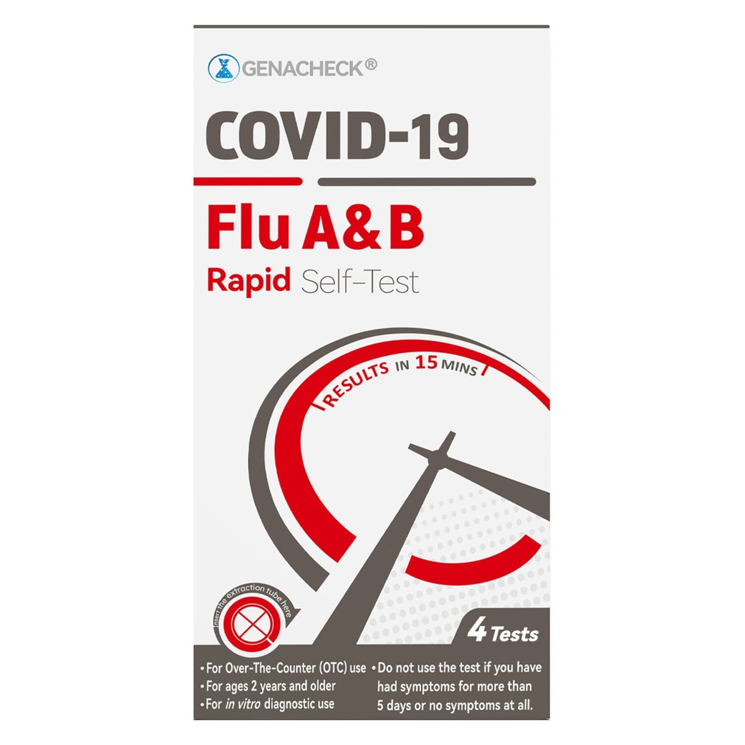 GenaCheck COVID-19/Flu A+B Rapid Self-Test Kit, 2 Tests - Image 2
