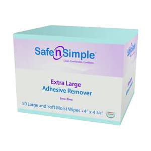 Safe N Simple Extra Large Adhesive Remover Wipe, 4" x 4-3/4" - Case of 600 - Image 1