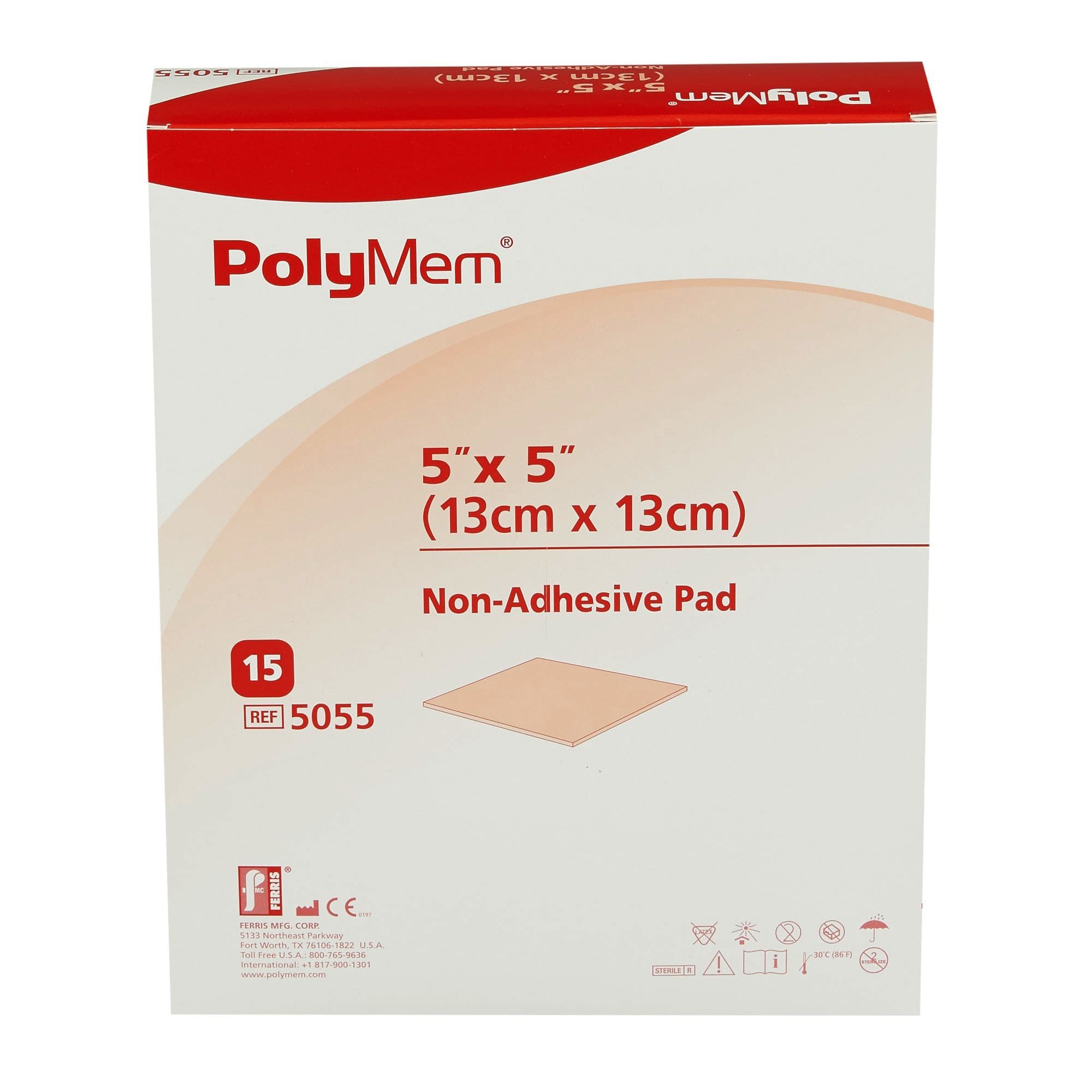 Polymem Non-Adhesive Foam Pad Dressing, 5 x 5 Inch - Case of 30 - Image 1