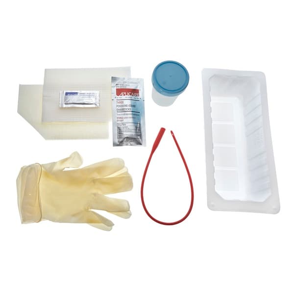 Amsure Intermittent Catheter Tray with Red Rubber Catheter, 14 Fr - Each - Image 1