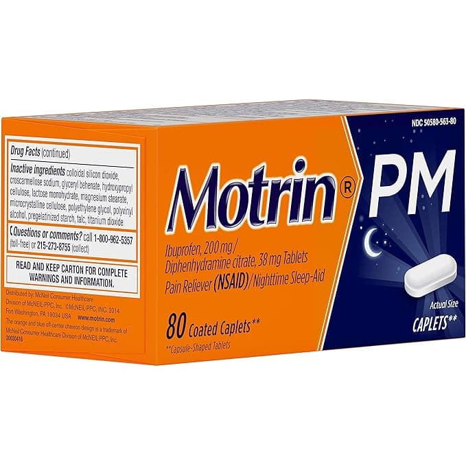 Motrin PM Pain Reliever/Nighttime Sleep-Aid Coated Caplets - Pack of 80 - Image 2