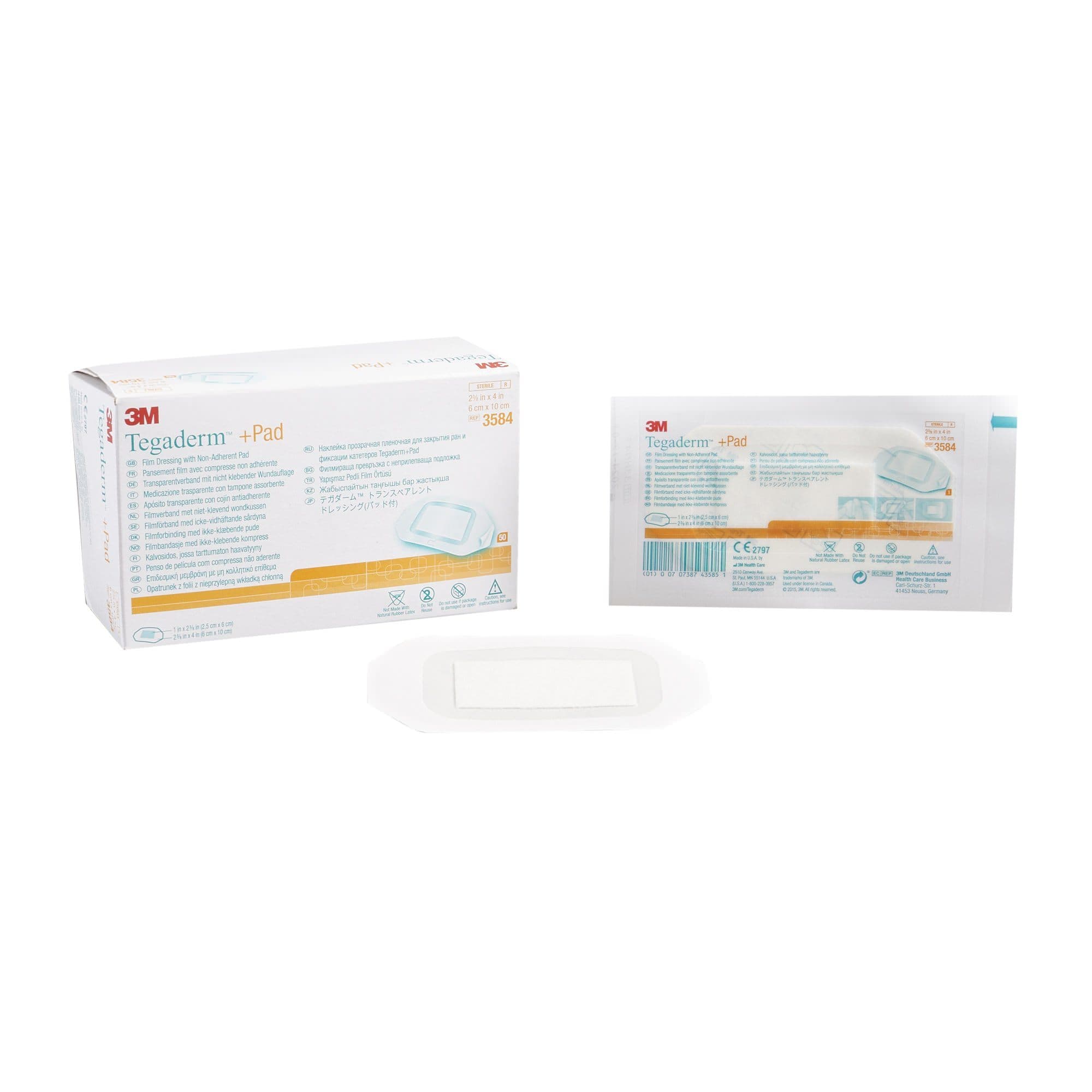 3M Tegaderm Plus Pad Film Dressing, 2-3/8" x 4" - Case of 200 - Image 1