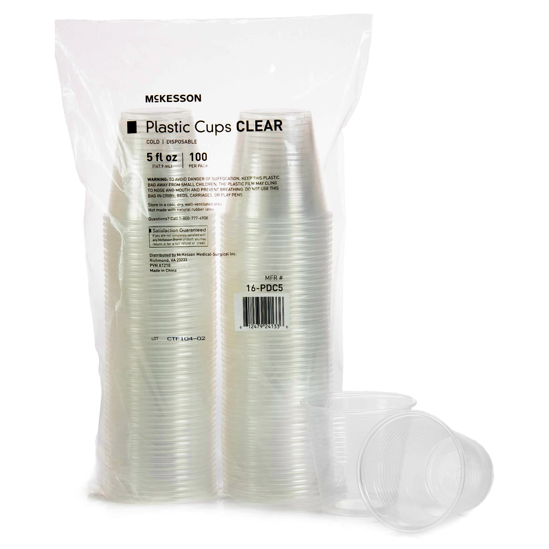 McKesson Drinking Cup Without Handle Cold Disposable, Clear, 5 oz. - Sleeve of 100 - Image 1
